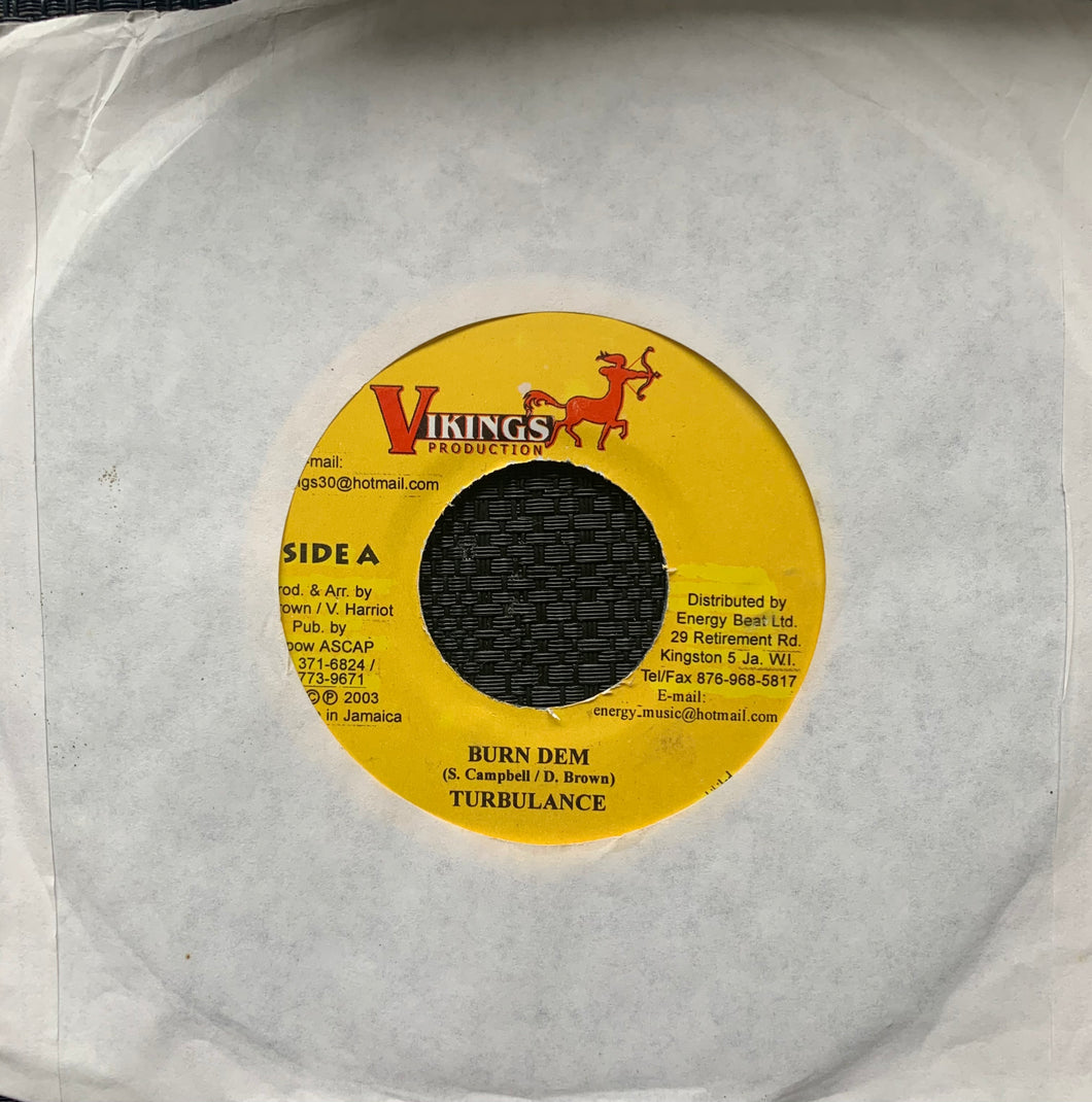 Turbulance “Burn Dem” / “Rhythm” 2 Track 7inch Vinyl