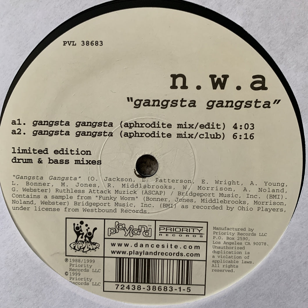 NWA “Gangsta Gangsta “ / “Dopeman” The Jungle Mixes by Aphrodite and Prisoners of Technology