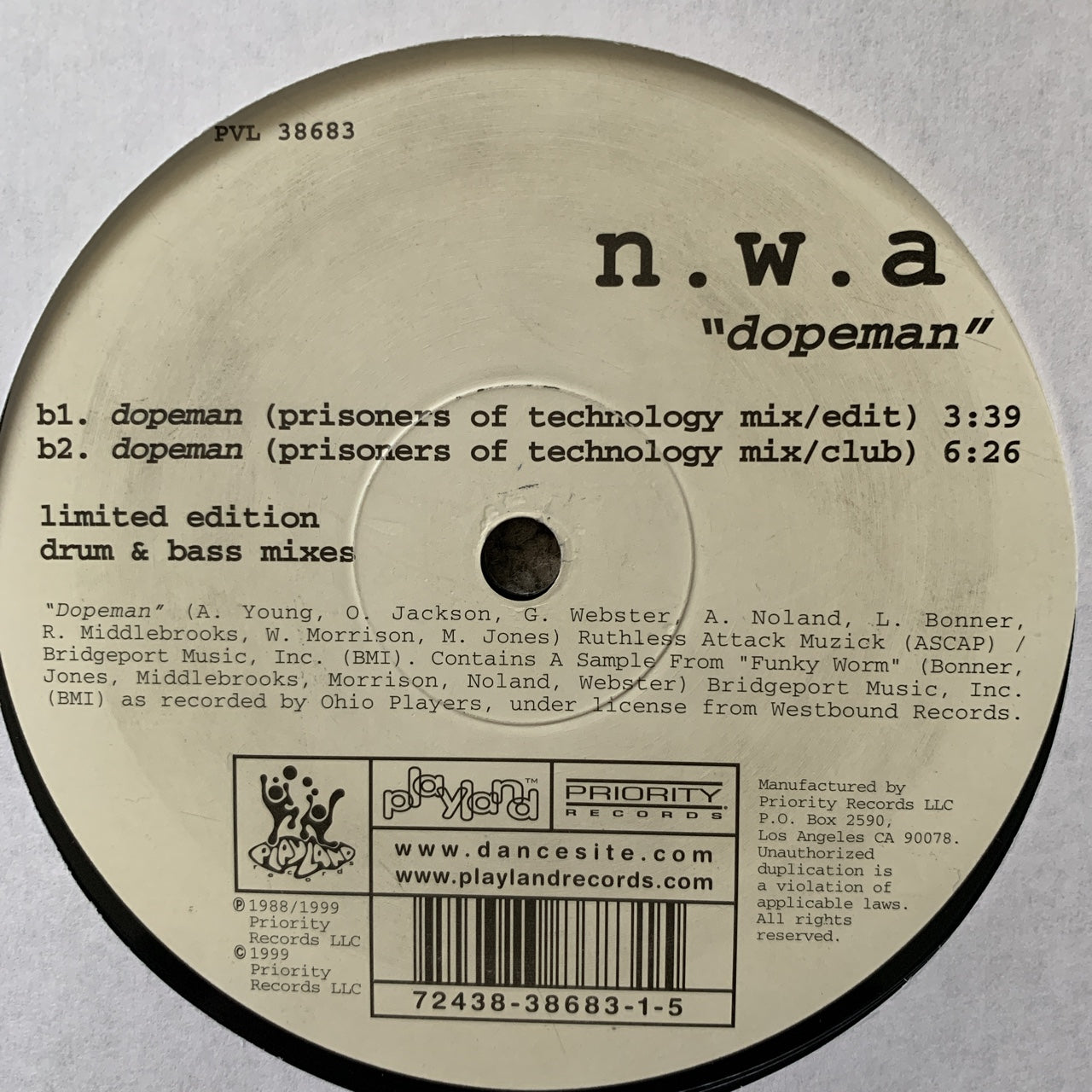 NWA “Gangsta Gangsta “ / “Dopeman” The Jungle Mixes by Aphrodite and Prisoners of Technology
