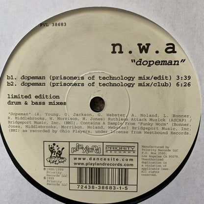 NWA “Gangsta Gangsta “ / “Dopeman” The Jungle Mixes by Aphrodite and Prisoners of Technology
