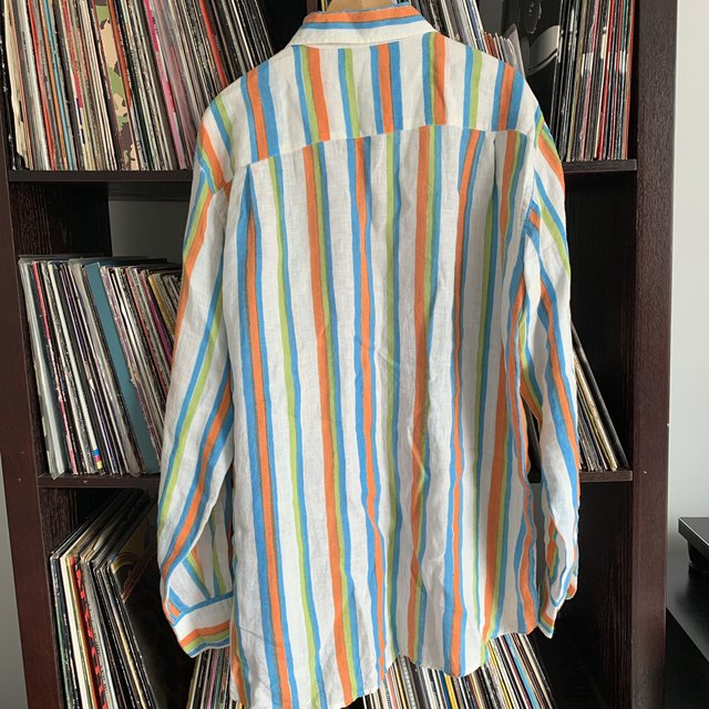 Paul & Shark 100% Linen Striped Shirt Size 42 Will Fit Large to XL