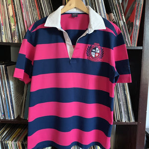 Paul & Shark 100% Cotton Pink and Navy Stripped Polo Shirt Size XL