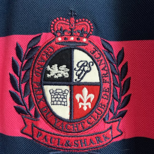 Paul & Shark 100% Cotton Pink and Navy Stripped Polo Shirt Size XL