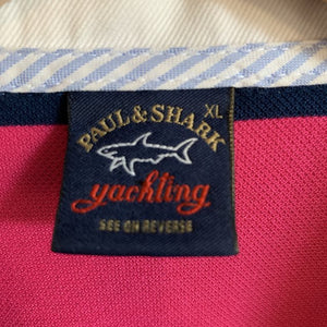 Paul & Shark 100% Cotton Pink and Navy Stripped Polo Shirt Size XL