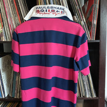 Load image into Gallery viewer, Paul &amp; Shark 100% Cotton Pink and Navy Stripped Polo Shirt Size XL