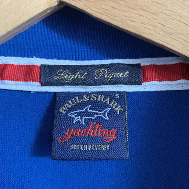 Paul & Shark 100% Cotton Light Pique Royal Blue Polo Shirt Made In Italy Size Small