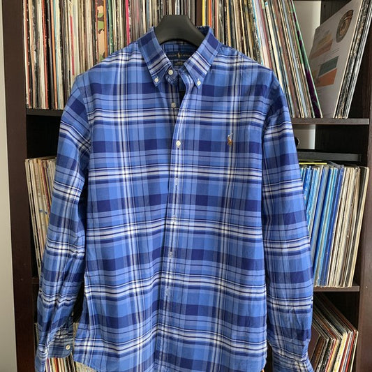 Ralph Lauren Slim Fit Stretch Oxford Blue Check Shirt