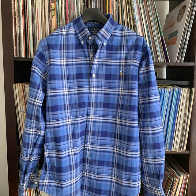 Ralph Lauren Slim Fit Stretch Oxford Blue Check Shirt