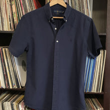 Load image into Gallery viewer, Ralph Lauren Short Sleeve Navy Blue 100% Cotton Shirt Slim Fit Size Large