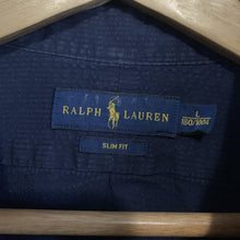 Load image into Gallery viewer, Ralph Lauren Short Sleeve Navy Blue 100% Cotton Shirt Slim Fit Size Large