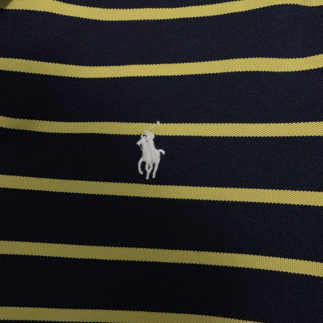 Ralph Lauren Classic Performance RLX Polo Blue and Yellow stripe with white Motif Size Large