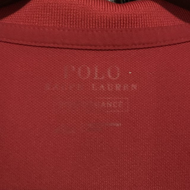 Ralph Lauren Classic Performance Polo Shirt Red with Navy Blue Motif Size Large