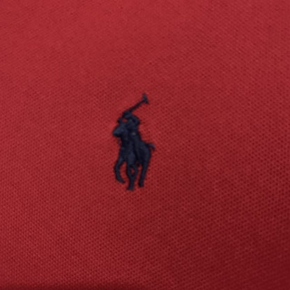Ralph Lauren Classic Performance Polo Shirt Red with Navy Blue Motif Size Large