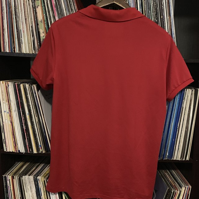 Ralph Lauren Classic Performance Polo Shirt Red with Navy Blue Motif Size Large