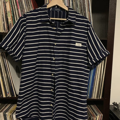 Scotch & Soda Amsterdam Couture white and Navy Blue Stripe Short Sleeve Shirt