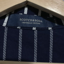 Load image into Gallery viewer, Scotch &amp; Soda Amsterdam Couture white and Navy Blue Stripe Short Sleeve Shirt