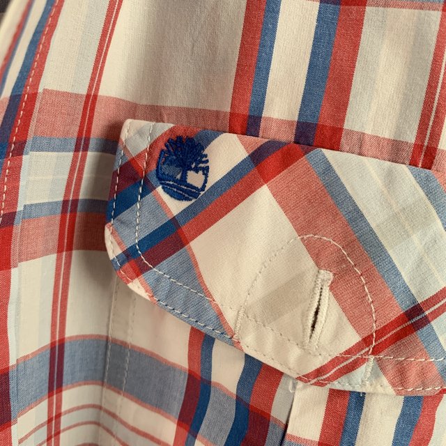 Timberland Earthkeepers Regular Fit Blue White Red Check Shirt Size Medium